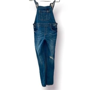ZARA Girls Denim Bib Overalls Slim Fit Distressed Size 14
